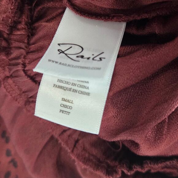 Rails Jet Rust Spotted Jumpsuit &Sash S Stretch Waist Wide Leg Red/Brn Holiday - Picture 9 of 16